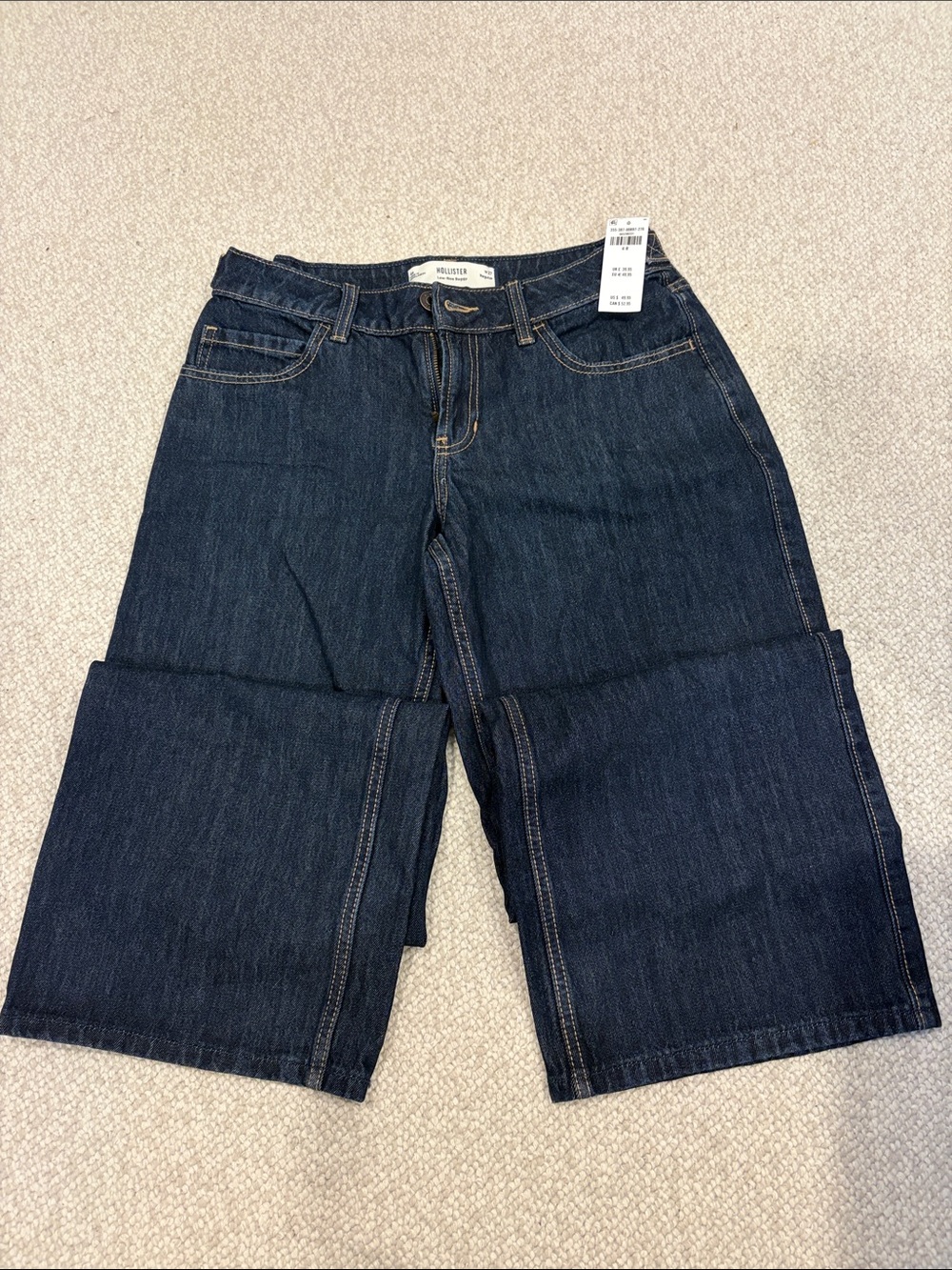 Hollister Women's Dark Indigo Cropped Wide-Leg Jeans